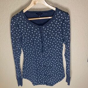 Lucky Brand Navy Floral Long Sleeve Top